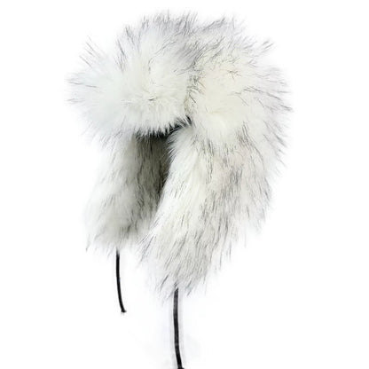 Fashion Fluffy Popular Russian Female round Cap Faux Fur Hats Winter Hats for Women Faux Raccoon Fur Beanies Faxu Fox Bomber Hat